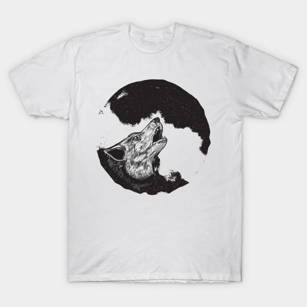 Wolf howling at full moon T-Shirt by t-shiit